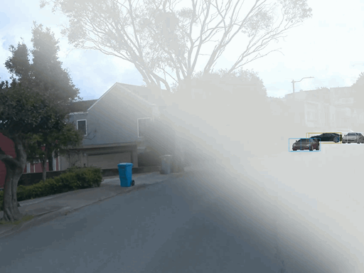 Video of renderd 3D models overlayed on a driving scene.